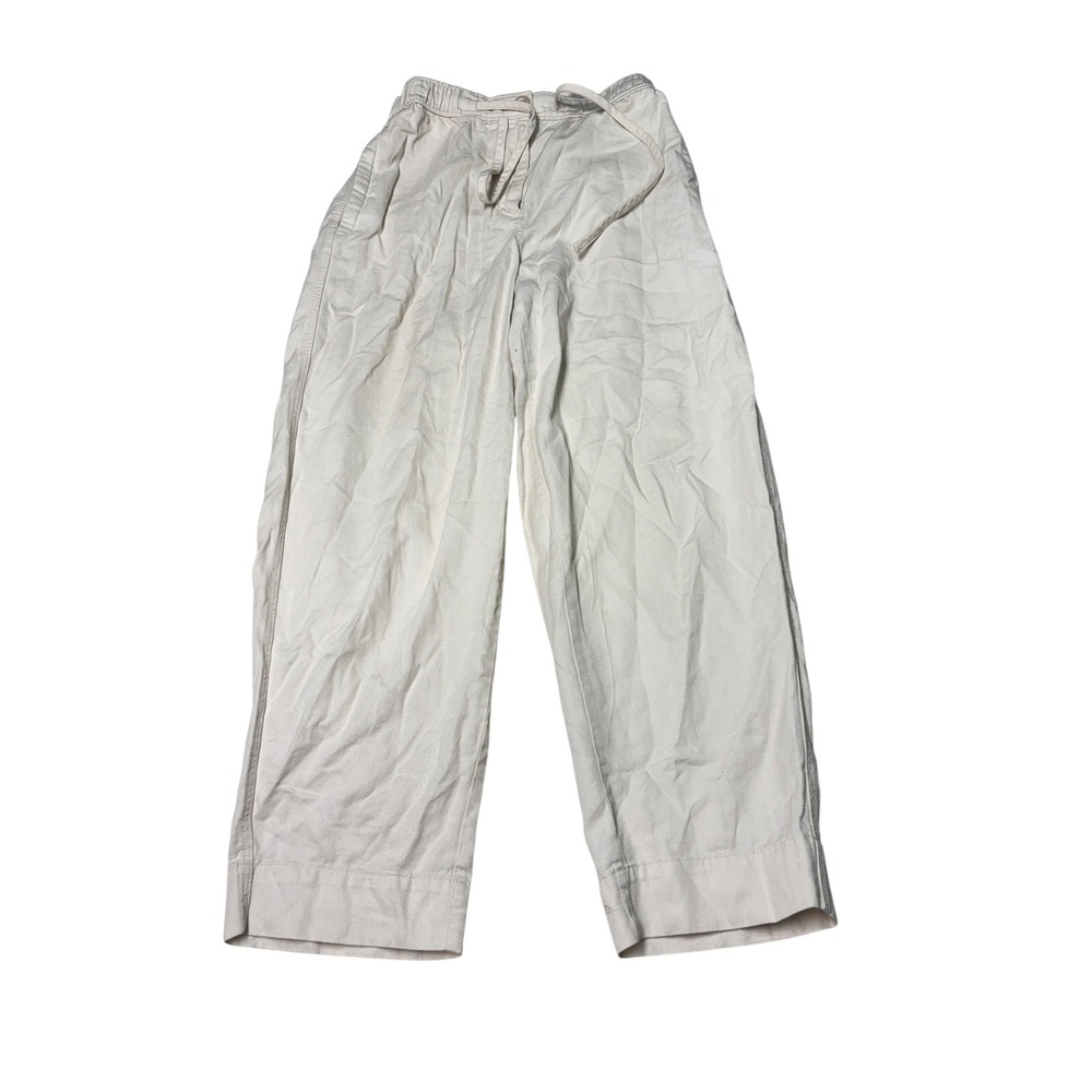 COS Off White Cotton Linen Blend Wide Leg Drawstring Pants Womens Size 4 W26 L26